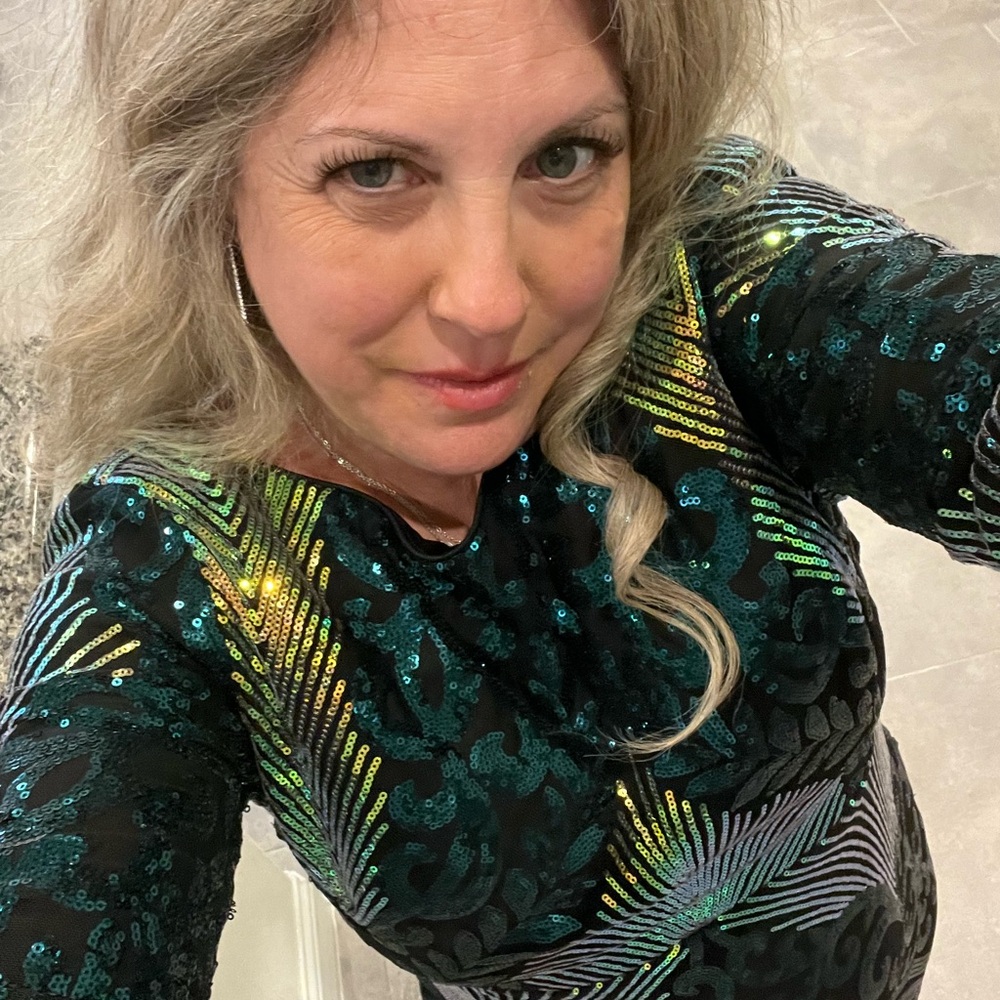 Green and Black Sequin Dress